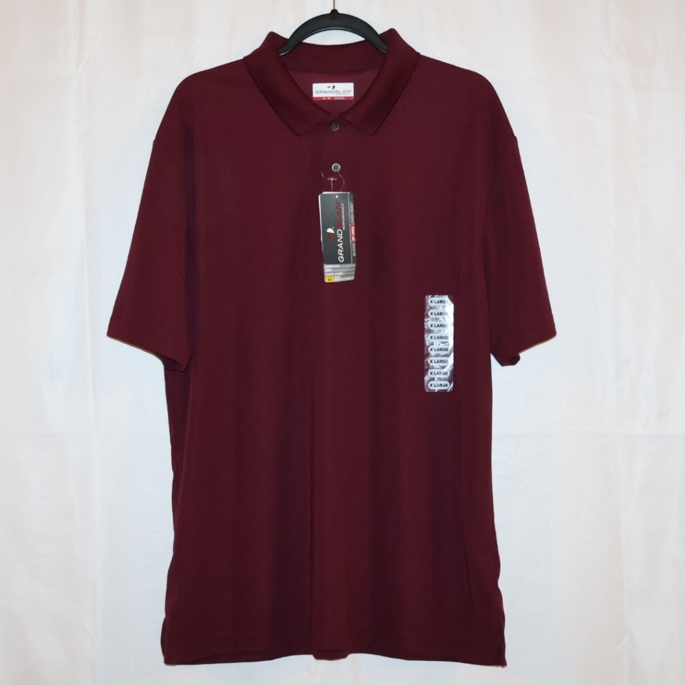 Grand Slam Performance Maroon Short Sleeve Polo Shirt.